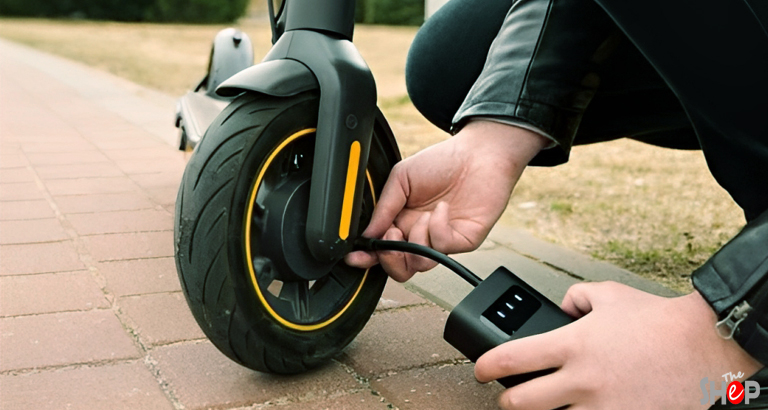 Inflating an electric scooters tires