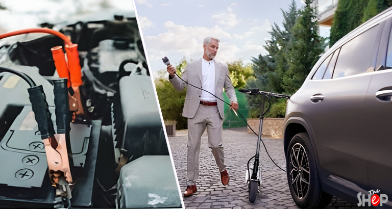 Charging electric scooter with Car Battery