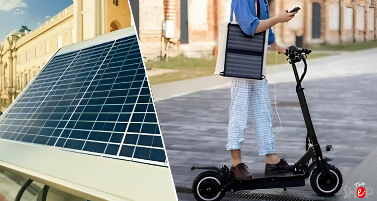 Charging electric scooter with a Solar Panel